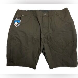 KUHL Shorts Men 38 Brown Solid Chino Zip Cargo Pockets Outdoor Mountains Hiking